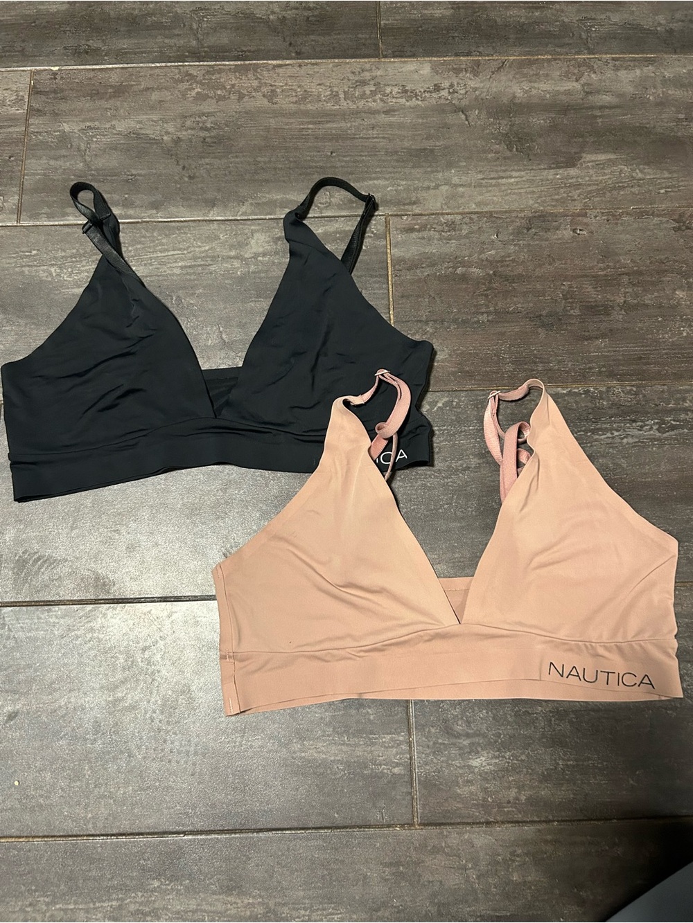 Nautica Soft Seamless Bralettes in Black and Blush